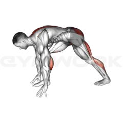 Crouching Heel Back Calf Stretch